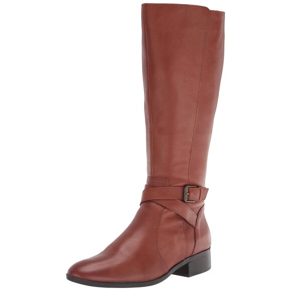 Naturalizer Womens Rena Knee High Riding Boot Cider Leather Wide Calf 8 M